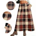thumbnail image 5 of THDHVS Women's Skirts,Long Plaid Wool Skirt for Womens Winter Fall Warm High Elastic Waist A line Flared Pleated Wool Tartan Skirts,Skirts for Women Trendy, 5 of 8
