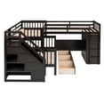 thumbnail image 5 of Harper & Bright Designs Twin-Twin Over Full L-Shaped Bunk Bed with Wardrobe Space, Solid Wood Staircase Bunk Bed with Portable Desk, Espresso, 5 of 16