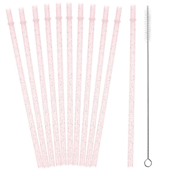 GETAJGHSD 25Pcs Pink Plastic Straws for Reusable Drinking in Tea Restaurants