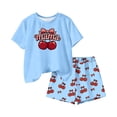 thumbnail image 5 of ITSAME Girls Outfits 2-Piece, Crewneck T-Shirts and Shorts Fashion Print Summer Loose Casual Clothes Set Blue Size 13-14, 5 of 6