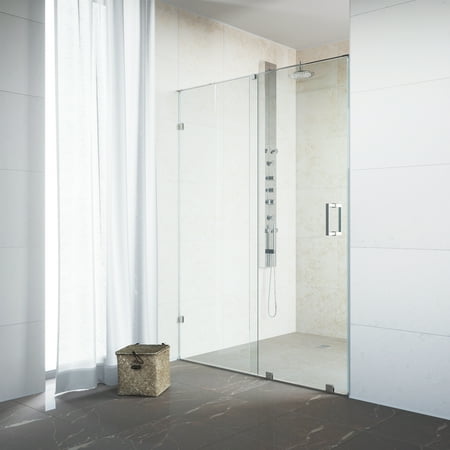 VIGO Ryland 64-inch Frameless Shower Door with .375-in. Clear Glass/Chrome (Best Way To Clean Frameless Glass Shower Doors)