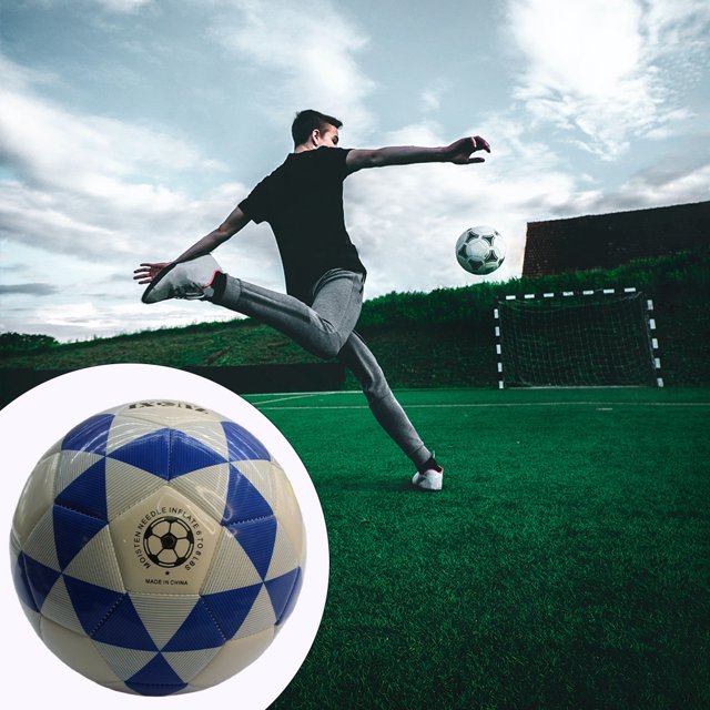 Balón de fútbol tamaño 5, balones Match League, balones cosidos a , juguetes deportivos, fútbol de entrenamiento en interiores para adultos, mu Azul Baoblaze Balón de fútbol