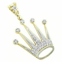 Charming Crown King Pendant 14K Yellow Gold Plated Silver 1.50 Ct Round Cut Lab Created Diamond