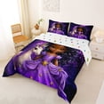 thumbnail image 2 of Erosebridal Cartoon Black Girls Queen Comforter Set For Kids,Cute Unicorn Magic Animal Bedding Comforter Set,Reversible 3 Pieces, 2 of 7