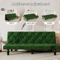 thumbnail image 5 of UHOMEPRO Velvet Sofa Bed, Convertible to 66" Sofa Bed, Couch with Adjustable Gears Backrest, Sleeper Sofa for Living Rooms Apartment and Bedroom, Green, 5 of 10