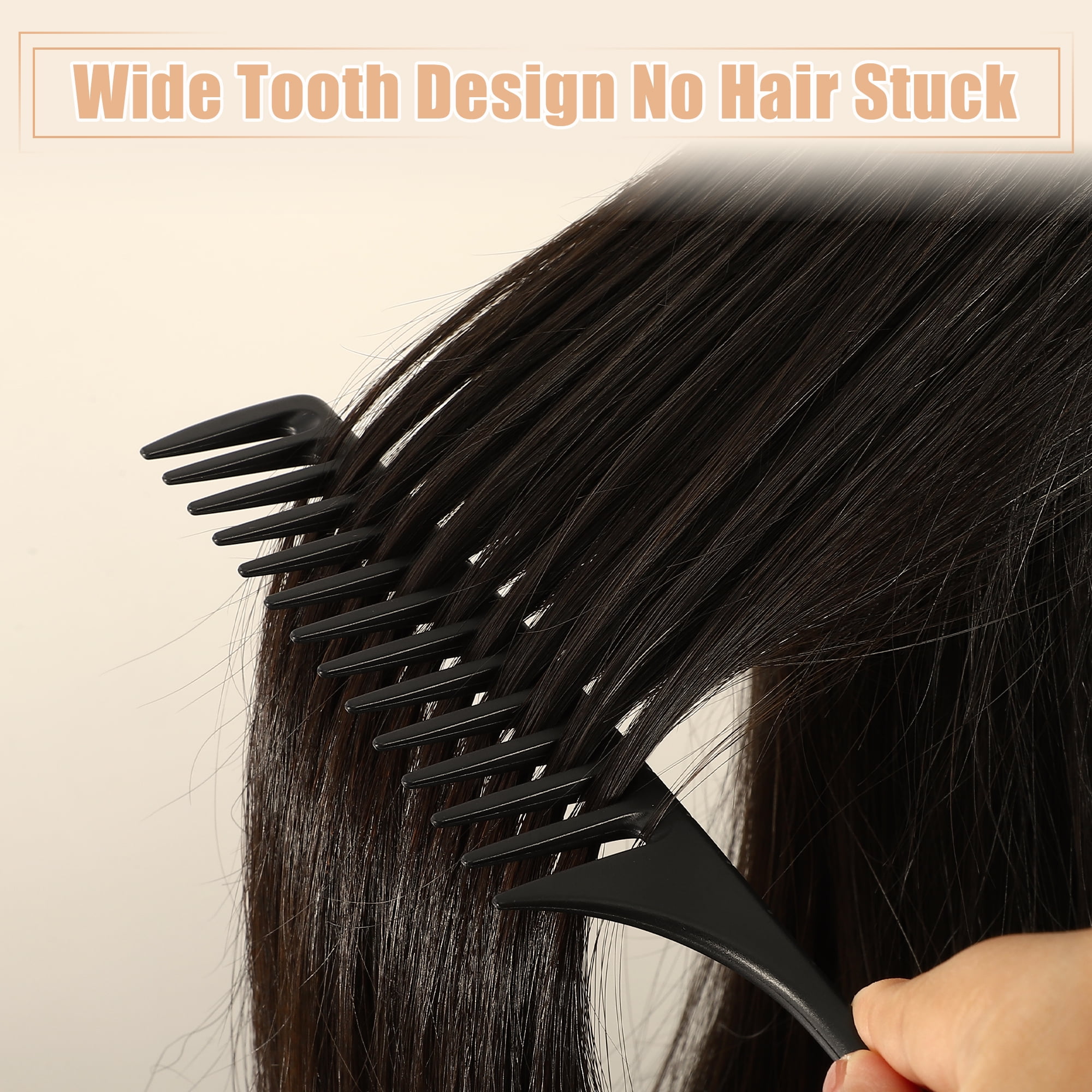 Unique Bargains Wide Tooth Rat Tail Comb Plastic for Wet Curly Hair for Women Men Black