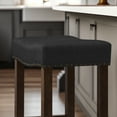 thumbnail image 2 of Subrtex 29" Backless Bar Stool, Wood Upholstered Saddle Counter Stool for Kitchen, Set of 2, Black, 2 of 8