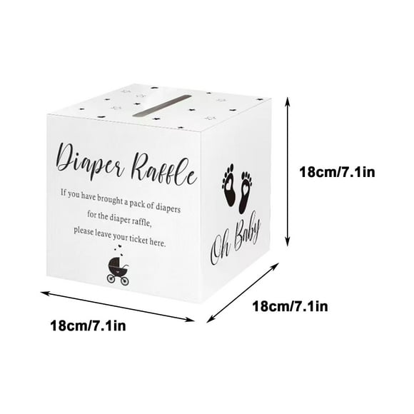 fheaev 50 Diaper Lottery Coupon With Box Baby Bath Game Invitation Diaper Lottery Card Gender Reveal Baby Bath Party Decorative Table Center