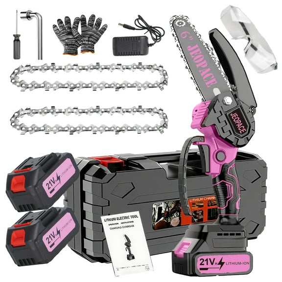 Mini electric saw Wireless, lightweight, portable, handheld electric tree cutter with splash guard, safety lock, rechargeable battery, and safety trimmer for quickly cutting branches and yard work.