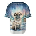thumbnail image 2 of Hello Winter Pug Welcome Snowy Night Watercolor Vintage All Over Print 3D Baseball Shirt Dog Lover Gifts Softball Sport - 01011, 2 of 6