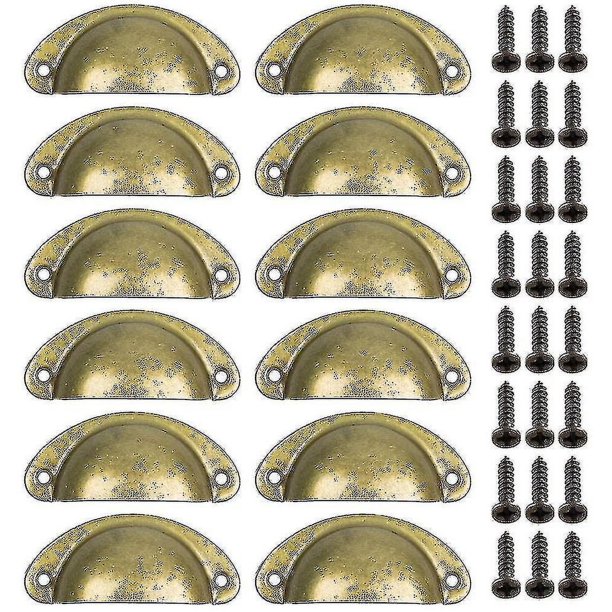 Manija de puerta retro de 12 piezas, manijas de taza de latón, manija de puerta de gabinete de cajón de cocina, manijas de latón para muebles, perillas, artículos de mano, armario