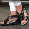thumbnail image 4 of ZTTD Women's Fashion Casual Cross Strap Round Toe Sandals Elastic Band Slip On Shoes Black, 4 of 6
