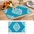 thumbnail image 6 of Baroque Blue Placemats Set of 8 Vintage Damask Classic Floral Place Mats Indoor Wipeable Table Mats Washable Cloth Dining Table Placemats for Kitchen Holiday Party Home Decor 13x19 Inch, 6 of 9