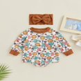 thumbnail image 2 of Ensemble de Combinaisons pour Bébés Filles Imprimé Animal Manches Longues Col et Bandeau, 2 of 8