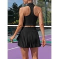 thumbnail image 4 of Charmo Robe de Tennis Deux Pièces pour Femme avec Jupe Plissée et Short, Polo à Col en V Court, 4 of 6