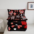 thumbnail image 5 of Feelyou Red Bow Skull Full Size Comforter Sets, Leopard Zebra Print Star Bedding Comforter Set, Black Reversible, 3 Pieces, 1 Comforter and 2 Pillowcases, 5 of 7