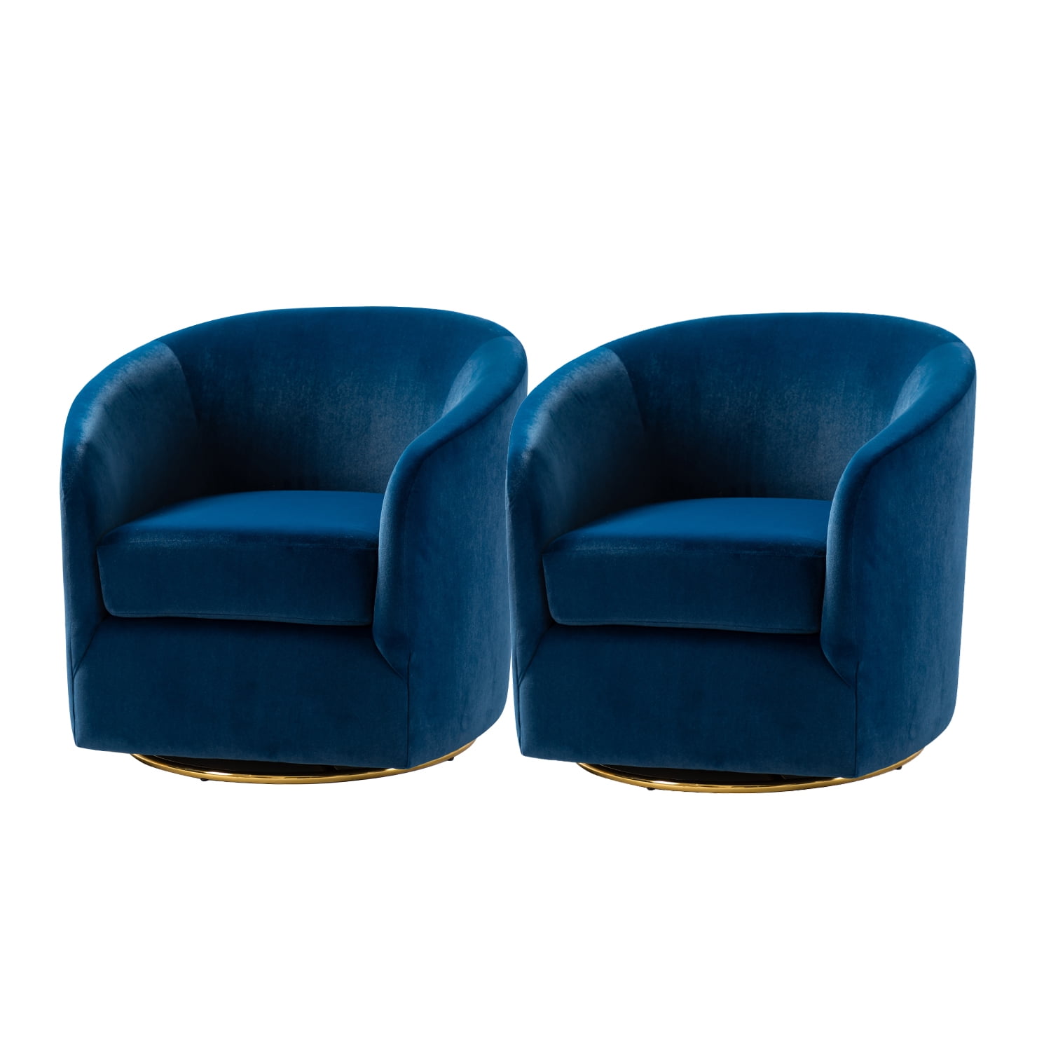14 Karat Home Velvet Swivel Barrel Chair Set of 2 Wood Frame with Metal