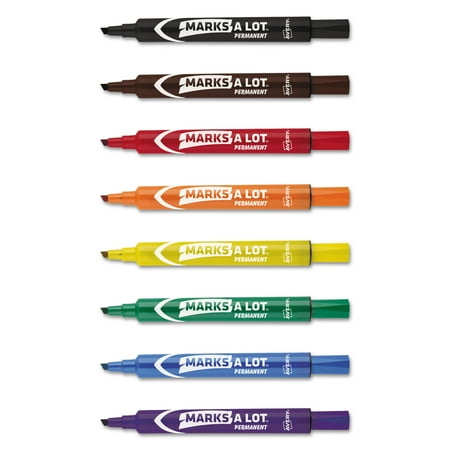 Avery Marks-A-Lot Large Desk-Style Permanent Marker, Chisel Tip, Assorted, 12/Set