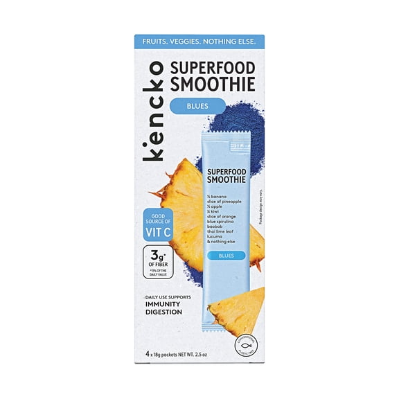 Kencko Blues Instant Superfood Fruit & Veggie Smoothies, .63 oz, 4 Pack