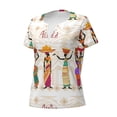 thumbnail image 5 of Fuzoiu Black African Woman Print Women's V-Neck T-Shirt,Women's Short Sleeve Top, Comfortable for Work, Leisure, and Sports, 5 of 7