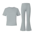 thumbnail image 5 of Loopsun Girls 5-15 Years Solid Short Sleeve Round Neck Top Long Pant Trendy Daily Fashion Outfit, 5 of 5