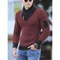 thumbnail image 2 of Suéter casual de punto ajustado con cuello de bufanda., 2 of 3