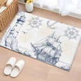 thumbnail image 2 of Nautical Ship Lighthouse Bathroom Mat 2x3 FT,Non Slip Small Kitchen Mat,Ocean Anchor Rudder Lines Art Washable Soft Backed Front Door Throw Rug Non-Shedding Indoor Outdoor Doormat for Entryway Sink, 2 of 9