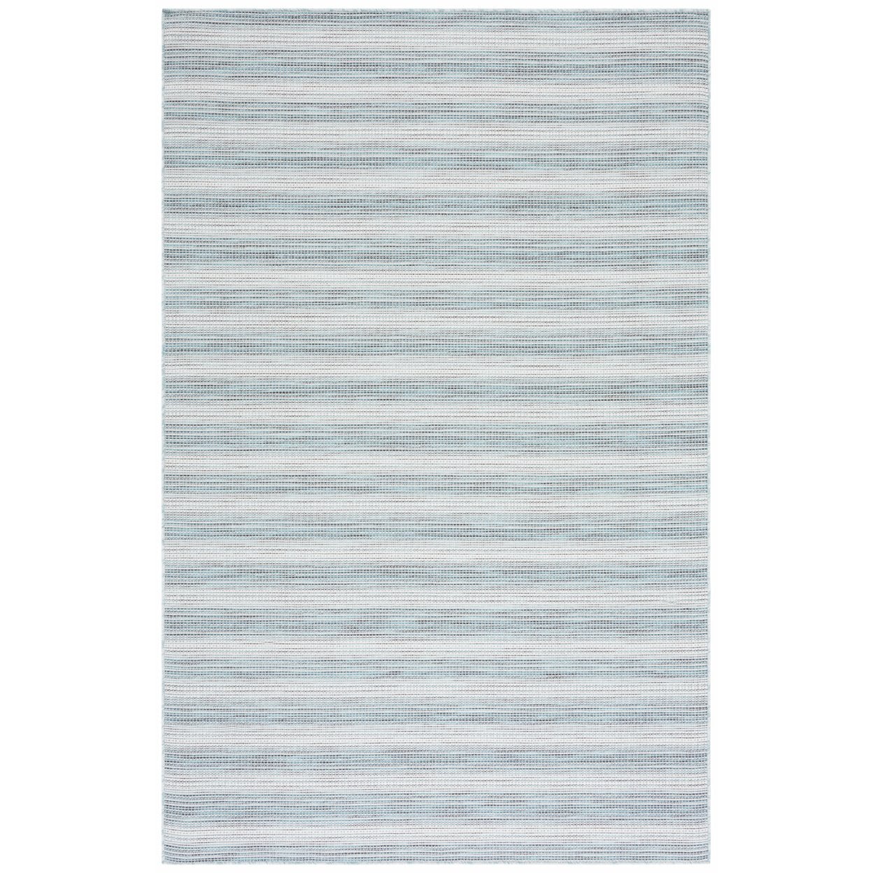 SAFAVIEH Hampton Duana Striped Indoor/Outdoor Runner Rug, Aqua/Ivory, 2' x 9'