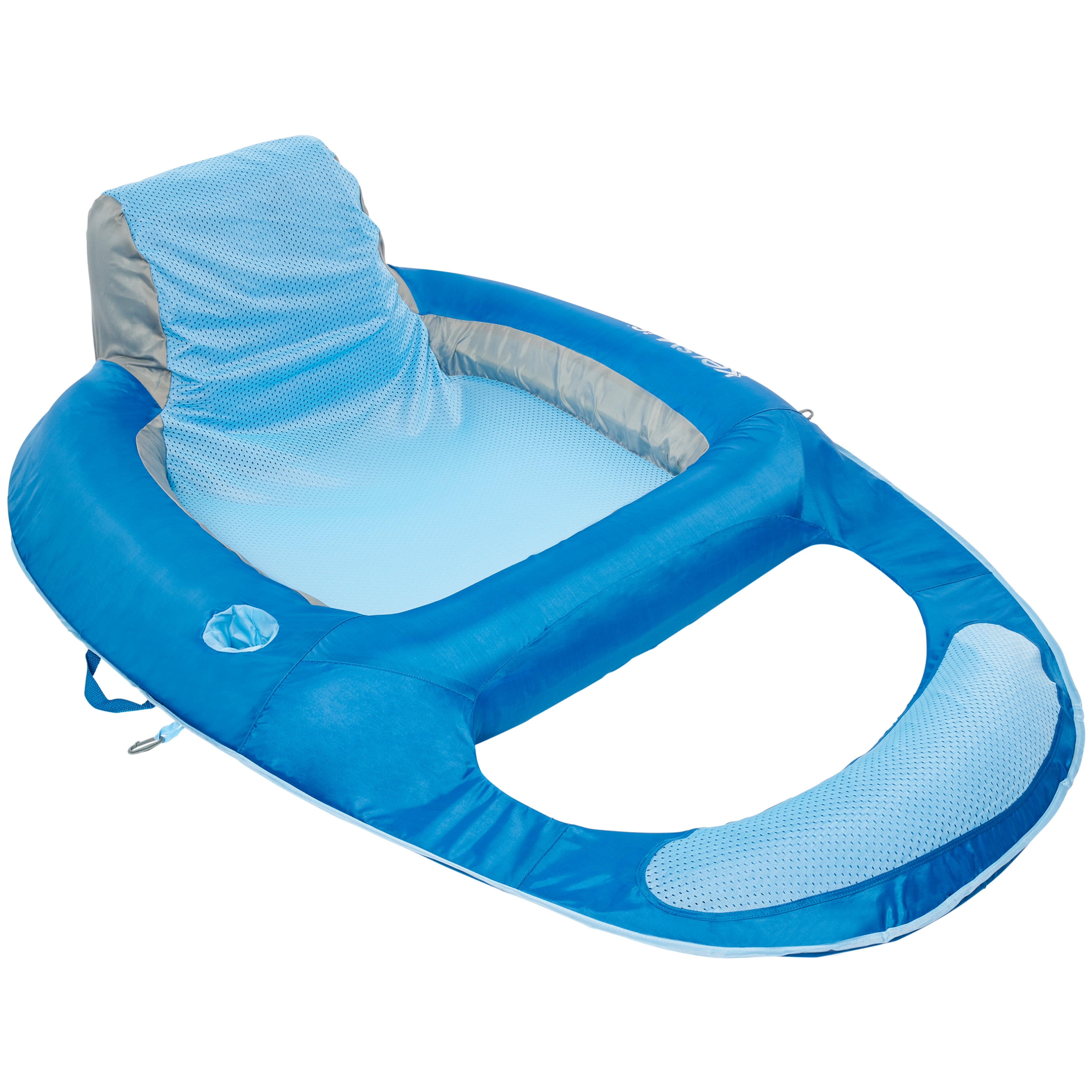 SwimWays 6038971 Spring Float Inflatable Vinyl Adult Recliner Pool Lounger Blue 