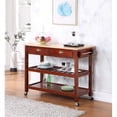 thumbnail image 2 of Pemberly Row Three-Tier Butcher Block Kitchen Cart w/Drawers- Mahogany Wood, 2 of 10