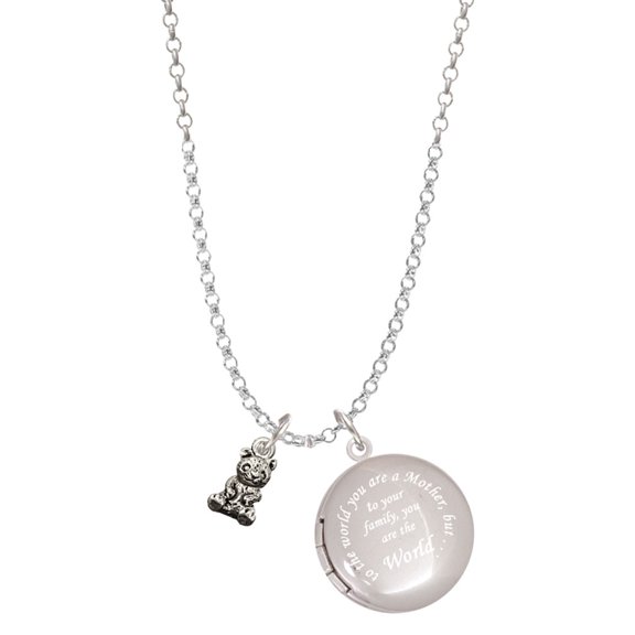 Delight Jewelry Silvertone Baby Panda Bear Sitting To the World You are a Mother Locket Necklace