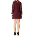 thumbnail image 4 of INSPIRE CHIC Women's Ruffle Crew Neck Long Sleeves Floral Lace Casual Mini Dress M Burgundy, 4 of 7