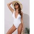 thumbnail image 4 of DARING DIVA Women's Deep V Plunge Monokini Backless Bikini Set X-Small White, 4 of 6