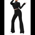 thumbnail image 3 of Conjunto de Pijama de Larga para Mujer, Conjunto de Pijama Informal de 2 Piezas, Ropa de Dormir de Otoño Negro XS, 3 of 8