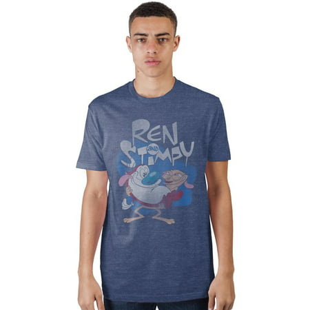 Nickelodeon Ren and Stimpy Best Friends T-Shirt, 90s Faded Style on Blue Heather, Csupo (Best Air Max 90s)