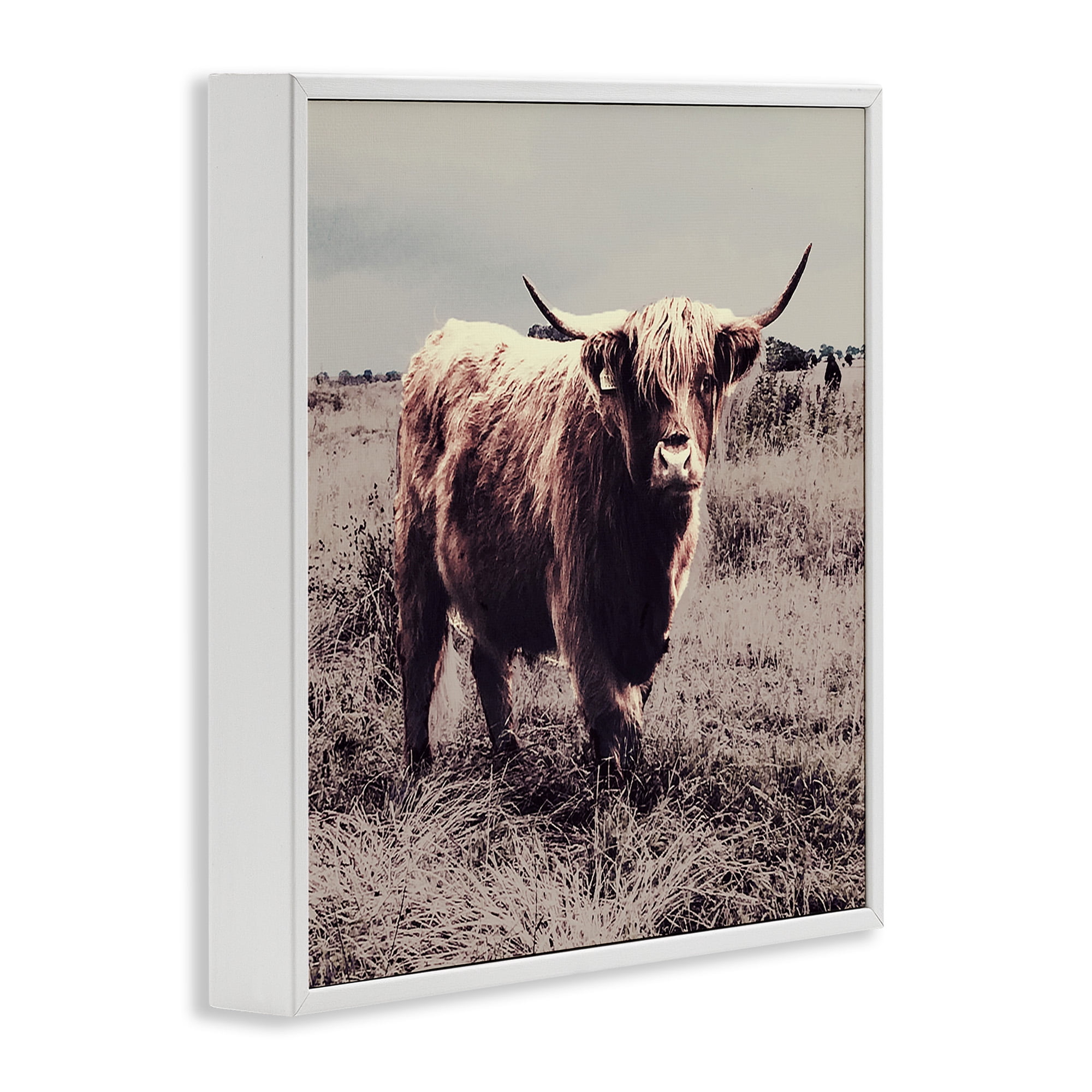 Stupell Industries Farm Cattle Rustic Vintage Styling Animals & Insects Painting White Framed Art Print Wall Art, 12 x 12
