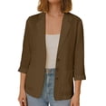 thumbnail image 2 of IUYRTFE Women's 3/4 Sleeve Button Front Blazer Jacket Relaxed Fit Casual Workwear Top, 2 of 7