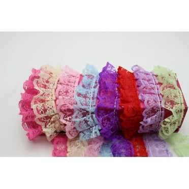 U8MO 10 Meter Ruffle Unilateral Lace Trim Ribbon 23mm Sewing Wedding Craft 10 Color
