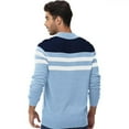thumbnail image 4 of Yuyangdpb Men's Sweaters 1/4 Zip Up Lightweight Casual Striped Pullover Polo Sweaters Greyblue L, 4 of 7
