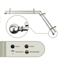 Rondure 13/16 inch Corner Window Double Curtain Rod 120-170" - Satin Nickel