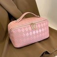 thumbnail image 3 of Estuche de maquillaje para mujer Cuero de PU portátil con divisores/manija/cremallera para hombres/mujeres, 3 of 8