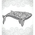 thumbnail image 3 of Whale Duvet Cover Set, Ornamental Style Big Fish with Oriental Effects Underwater, Decorative 2 Piece Bedding Set with 1 Pillow Shams, Twin Size, Pale Grey Charcoal Grey, by Ambesonne, 3 of 3