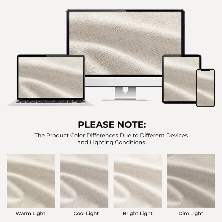 NewBuros 100% Blackout Faux Linen Curtains 50"W x 102"L photo 7