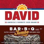 DAVID SEEDS Roasted and Salted Bar-B-Q Jumbo Sunflower Seeds, 5.25 oz, 12 Pack