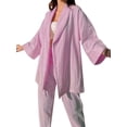 thumbnail image 2 of Arvbitana Women Solid Color Pajamas Set Long Sleeve Lapel Cardigans + Drawstring Pants Spring Autumn Sleepwear Outfit Casual Simple Homewear for Ladies 2Pcs, 2 of 9