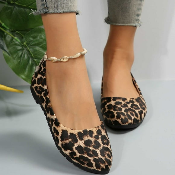 LSLJS Women's Slip-on Loafers Casual Shoes Plus-Size Leopard Print Casual Fashion Flats Driving Walking Shoes