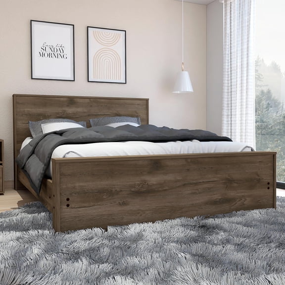 Galanto Full Size Bed Base, Headboard Dark Brown