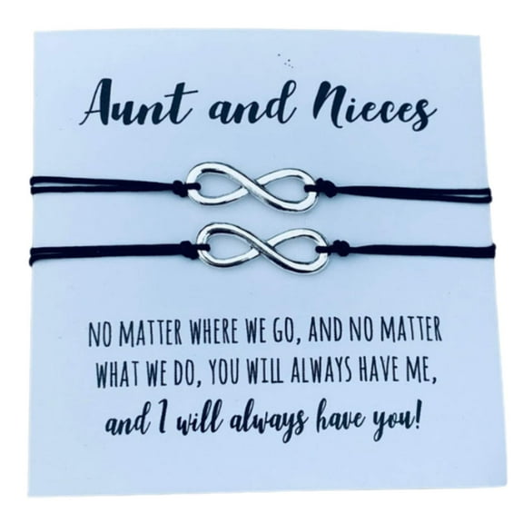 Aunt Niece Bracelets Set for 2, Infinity Matching Wish Bracelet Jewelry Gift for Women, Teens, and Girls