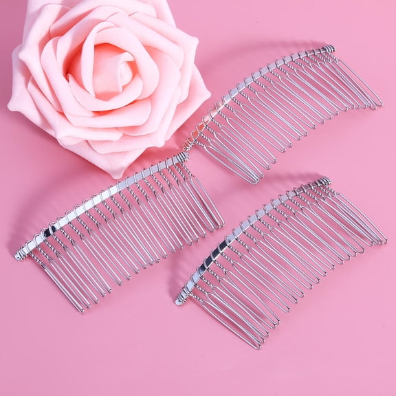 BESTYASH 3pcs Hair Combs for Women Metal Side Hair Combs Silver Wedding Use