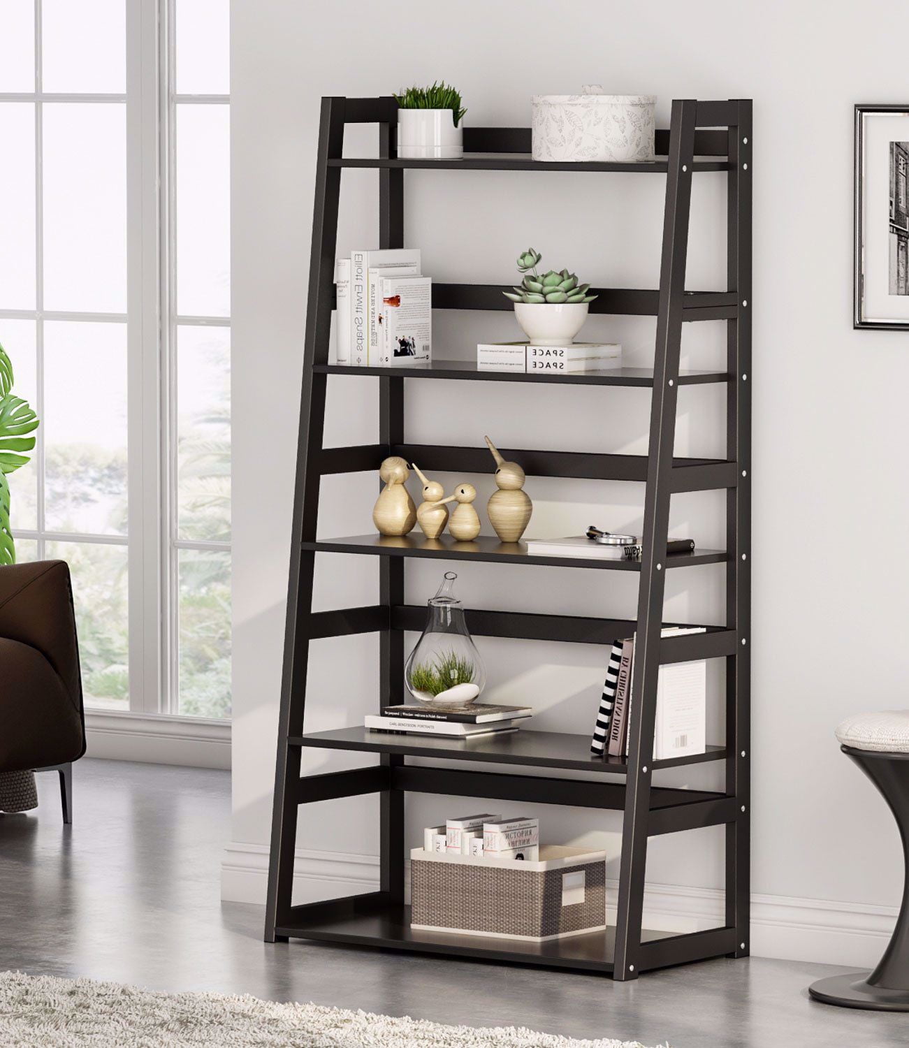 Tribesigns 5Tier Ladder Shelf, 5 Shelf Bookshelf Modern Bookcase